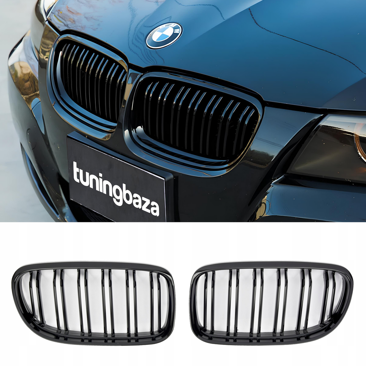 Atrapa Nerki Grill BMW 3 E90 E91 (2008-2012) LCI M-STYLE Czarny Połysk
