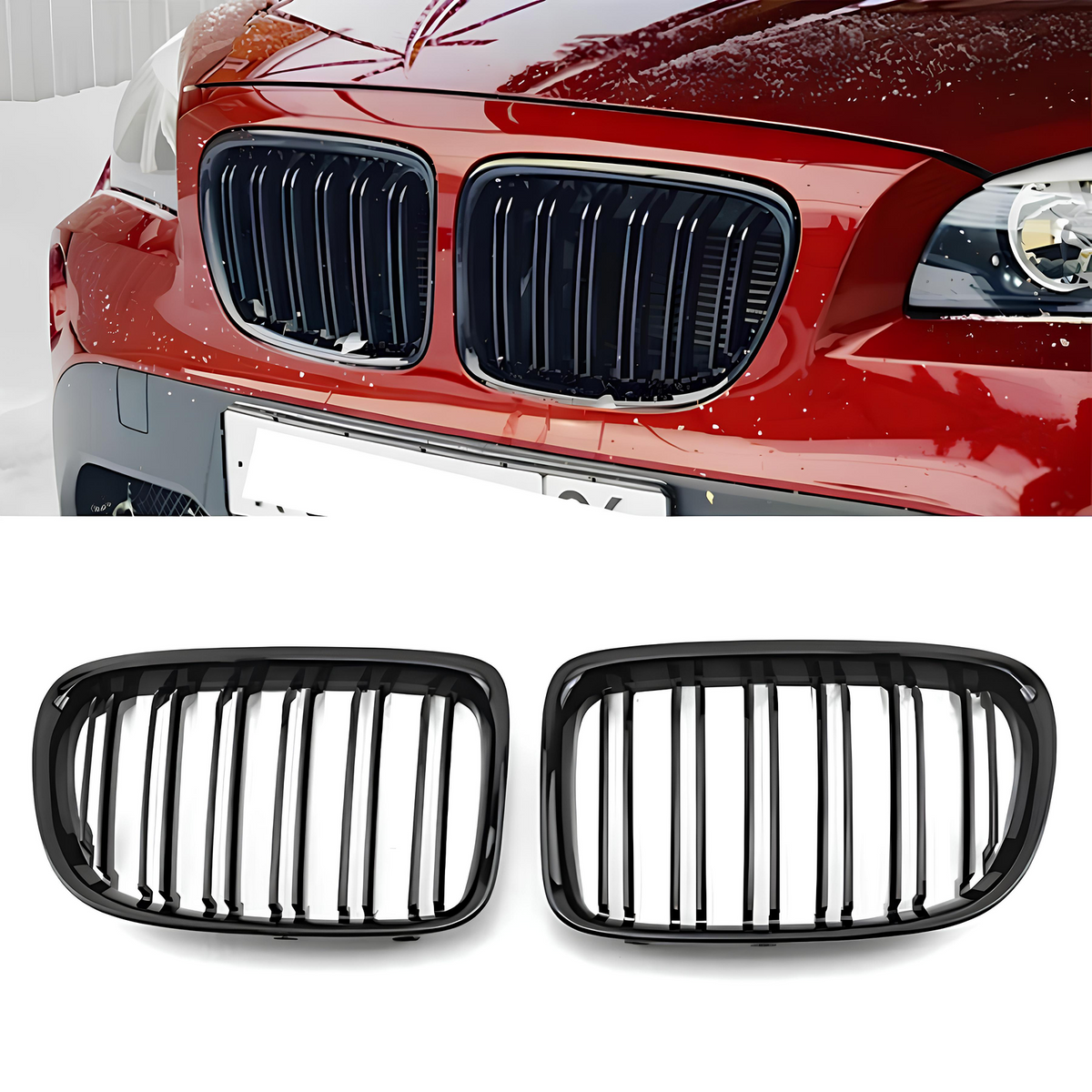 Atrapa Grill Nerki M-Style BMW X1 E84 (2009–2015) Czarny Połysk 1:1 zamiennik (Pre-LCI / LCI)