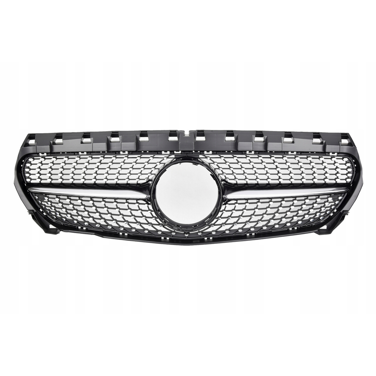 Atrapa Grill DIAMOND BLACK Mercedes CLA C117 / X117 / CLA45 AMG (2016–2019) – Czarny Połysk + Chrom