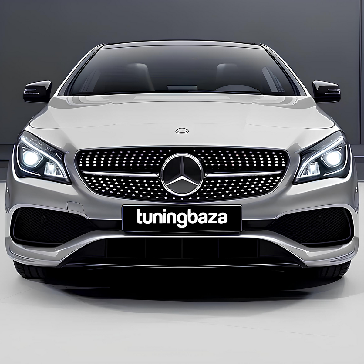 Atrapa Grill DIAMOND BLACK Mercedes CLA C117 / X117 / CLA45 AMG (2016–2019) – Czarny Połysk + Chrom