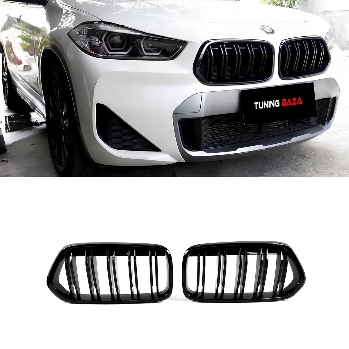 Atrapa Nerki Grill BMW X2 F39 (2017-2023) M-Style Czarny Połysk (Pre-LCI / LCI)
