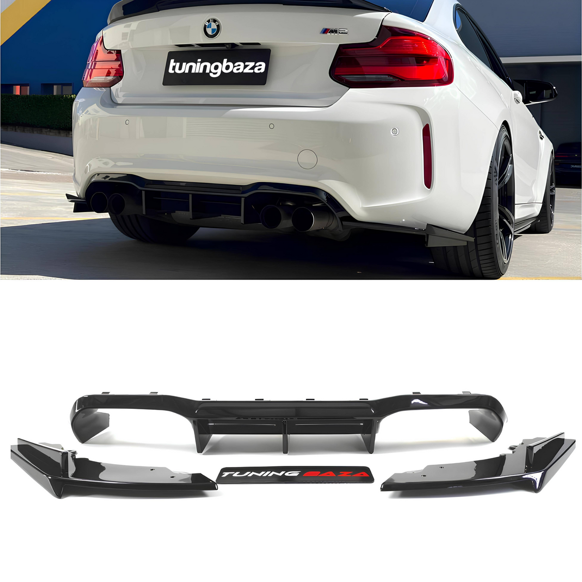 Dyfuzor Tylny / Spoiler Tył BMW M2 F87 Czarny Połysk (2016–2021) 00-00