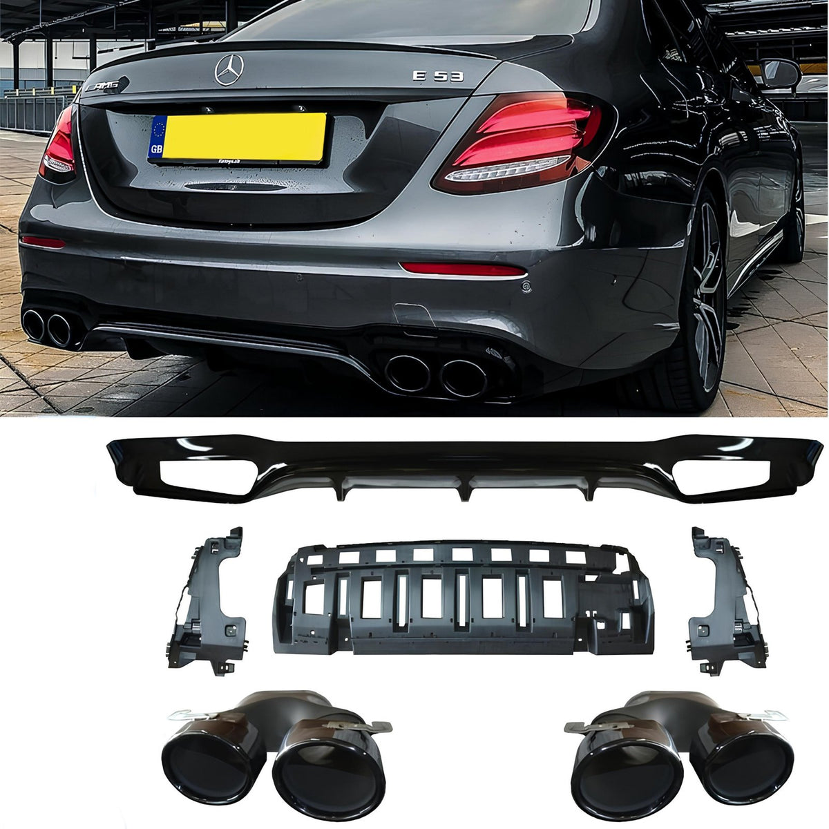 Dyfuzor Tylny Mercedes W213 / E43AMG E53-Style Czarny Połysk (2016-2020) 00--00