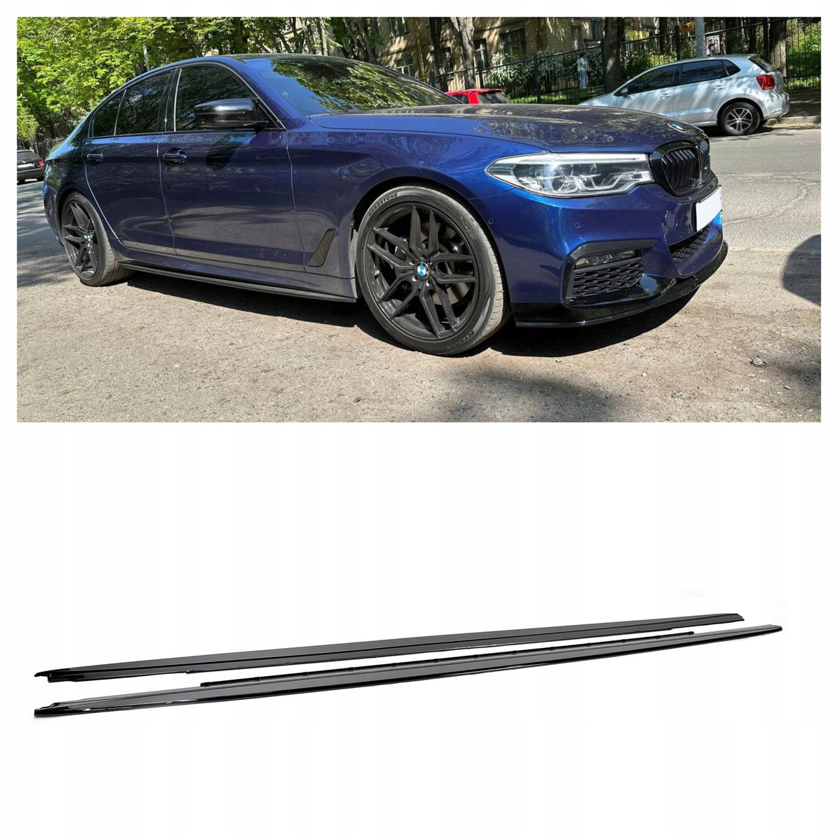 Dokładki listwy pod progi BMW G30 G31 MP Style Czarny Połysk