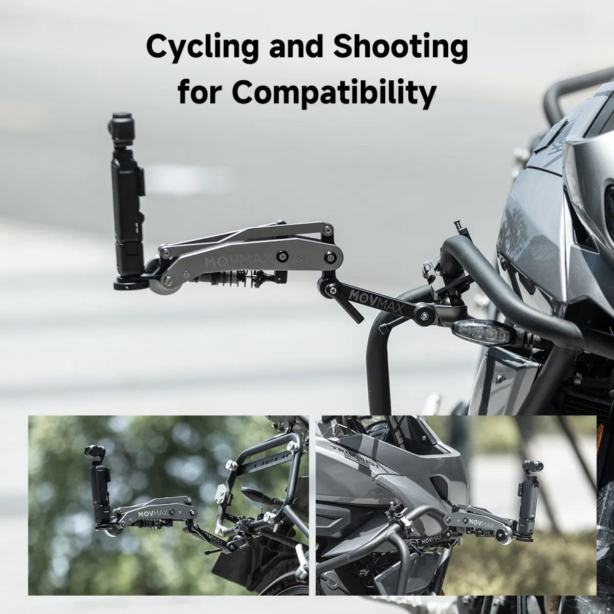 MOVMAX Blade Arm Rod Clamp Kit do DJI Osmo Pocket 3 – Zestaw mocowania do motocykla