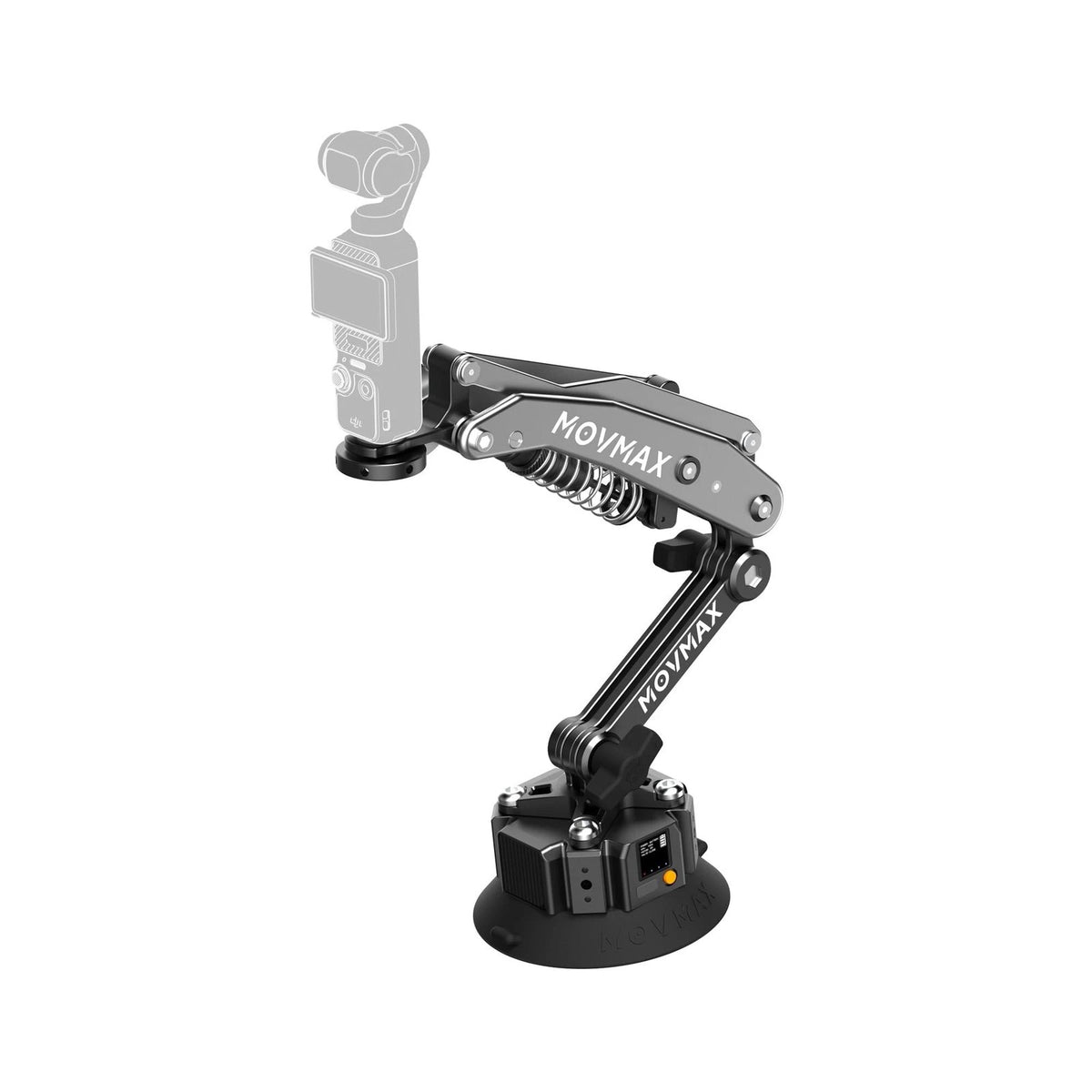 Stabilizator mechaniczny MOVMAX BLADE ARM srebrny z elektryczną przyssawką.