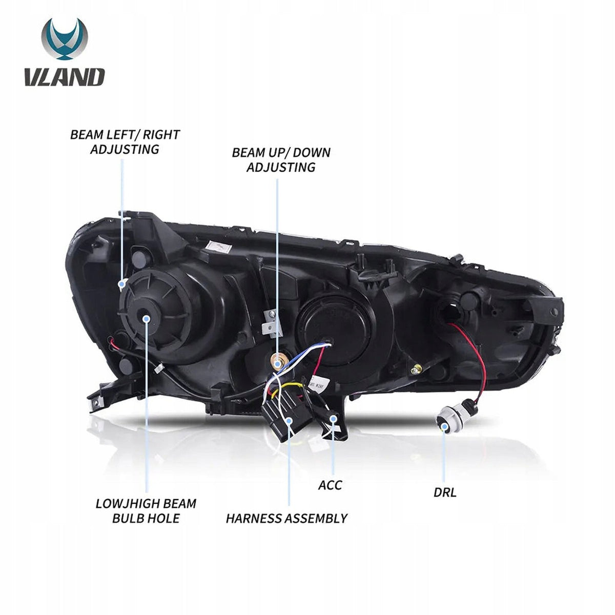 VLAND Reflektory Projektorowe Dual Beam do Mitsubishi Lancer/Evo X (2008–2017)