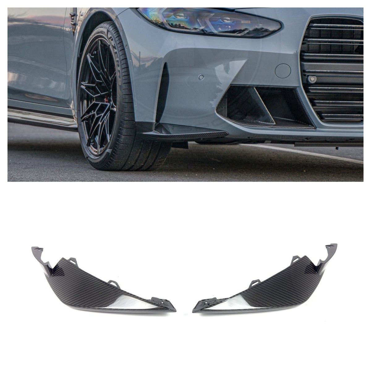 Karbonowe Spoilery Przedniego Zderzaka BMW M3 G80 G81 M4 G82 G83 OEM Style