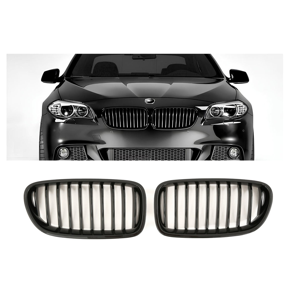Atrapa Nerki Grill CZARNY POŁYSK do BMW Serii 5 F10 / F11 – 1 ŻEBRO (2010–2016)