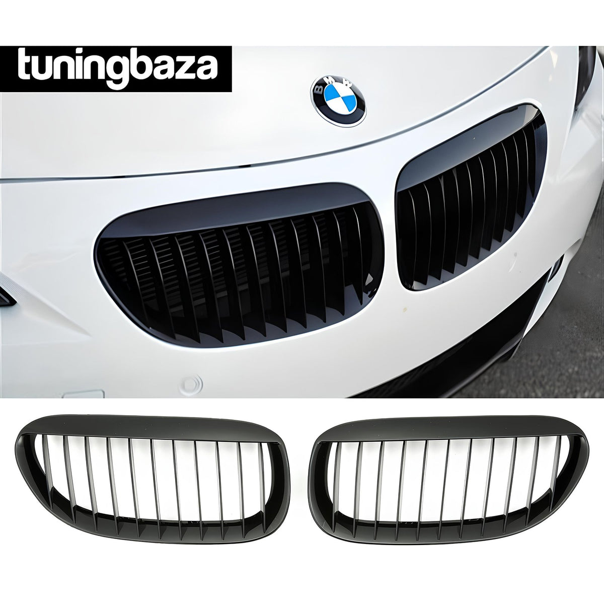Atrapa Nerki Grill E63 BMW CZARNY POŁYSK 1 ŻEBRO 6 SERIES (2003–2010) PRE-LCI / LCI