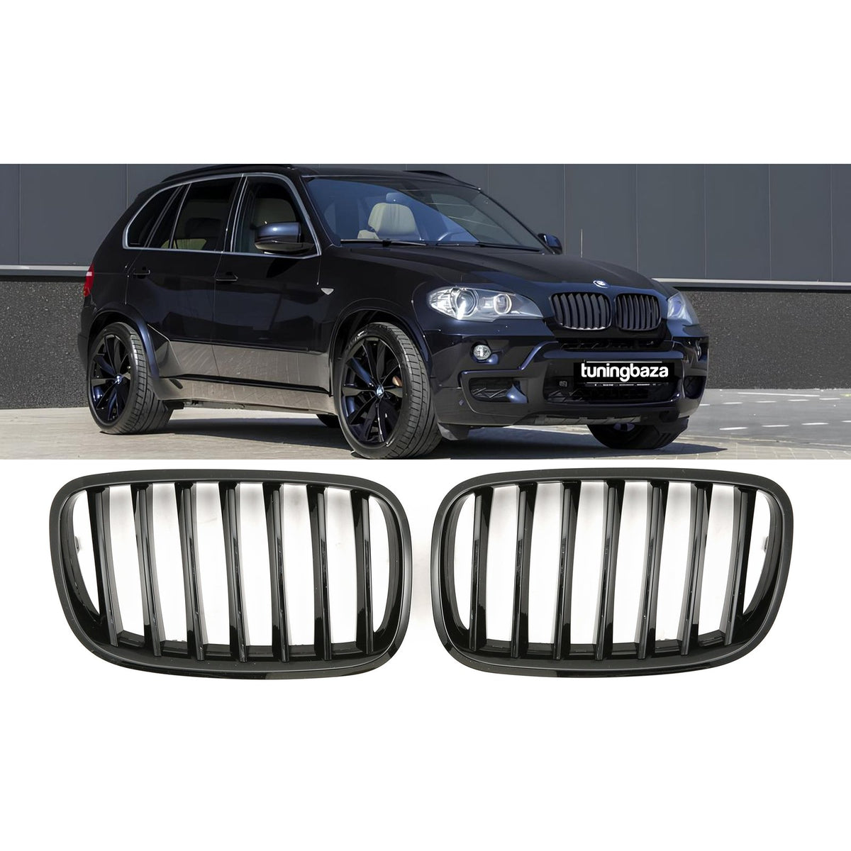 Atrapa Nerki Grill CZARNY POŁYSK do BMW X5 E70 / X6 E71 – MP-Style (2006-2013)