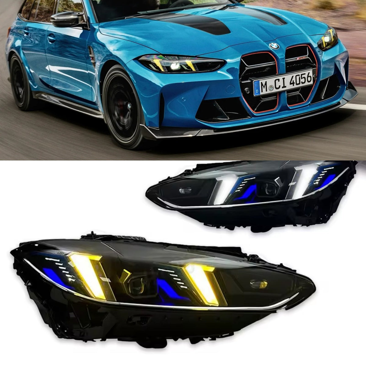 Lampy przednie LED do BMW G22 / G26 / M3 / M4 G80 / G82 – Snake Eyes Y+W DRL do LED