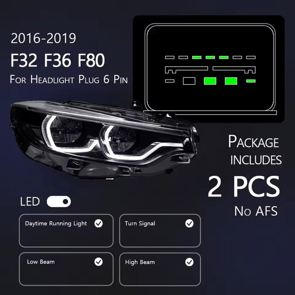 Lampy przednie LED do BMW F32 – styl LCI, 6 PIN