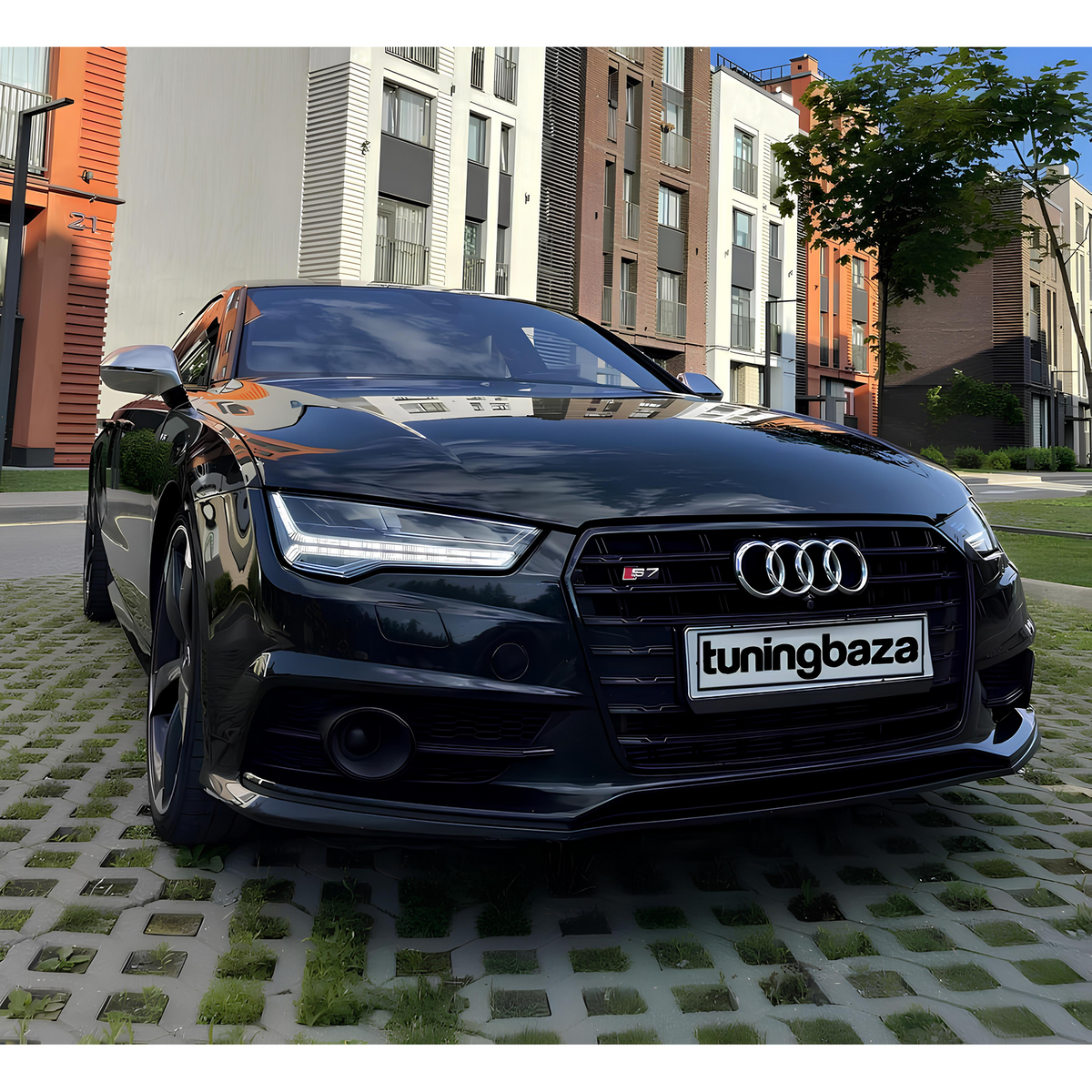 Atrapa Grill AUDI A7 (2014–2018) PO LIFT S7 Style Czarny Połysk Shadowline