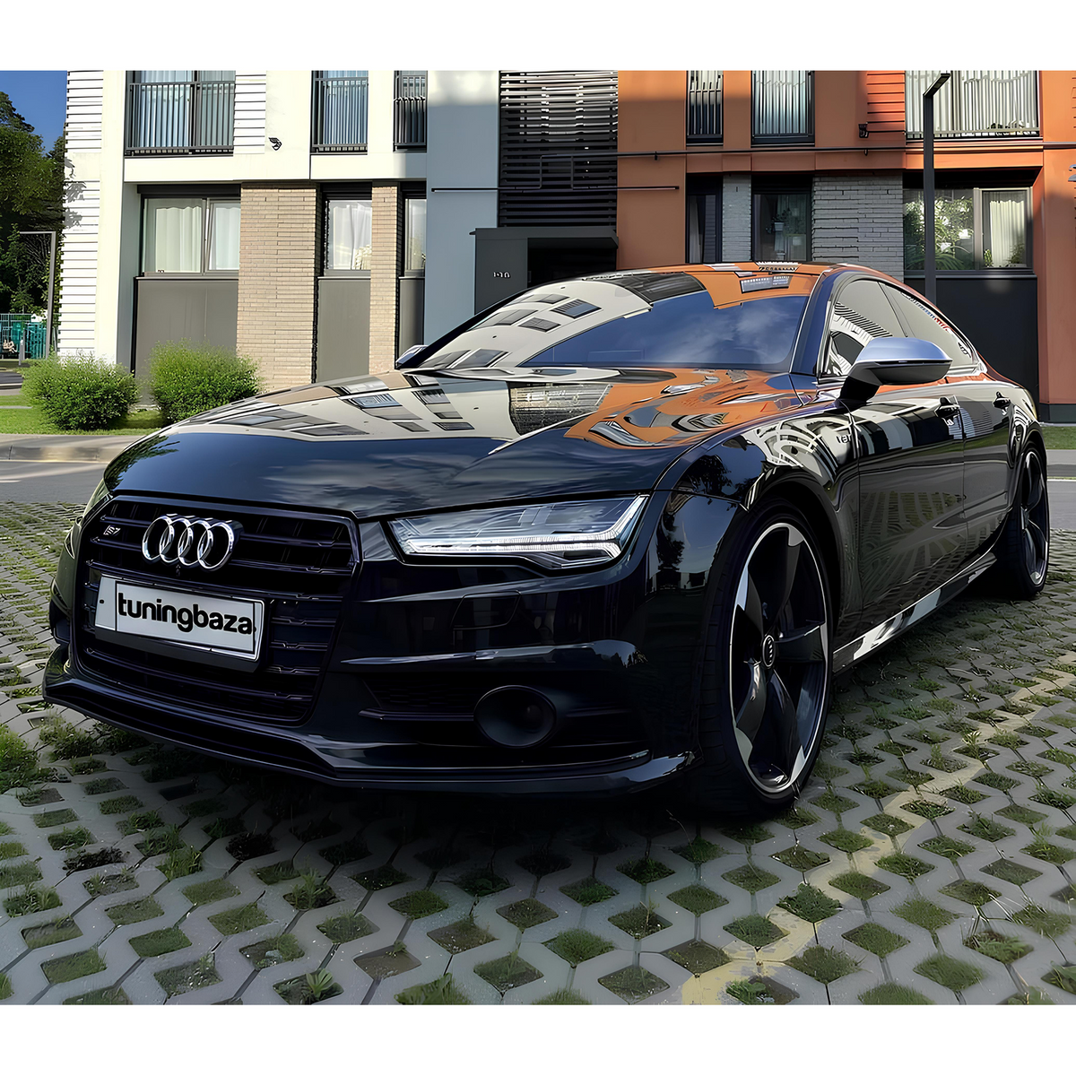 Atrapa Grill AUDI A7 (2014–2018) PO LIFT S7 Style Czarny Połysk Shadowline