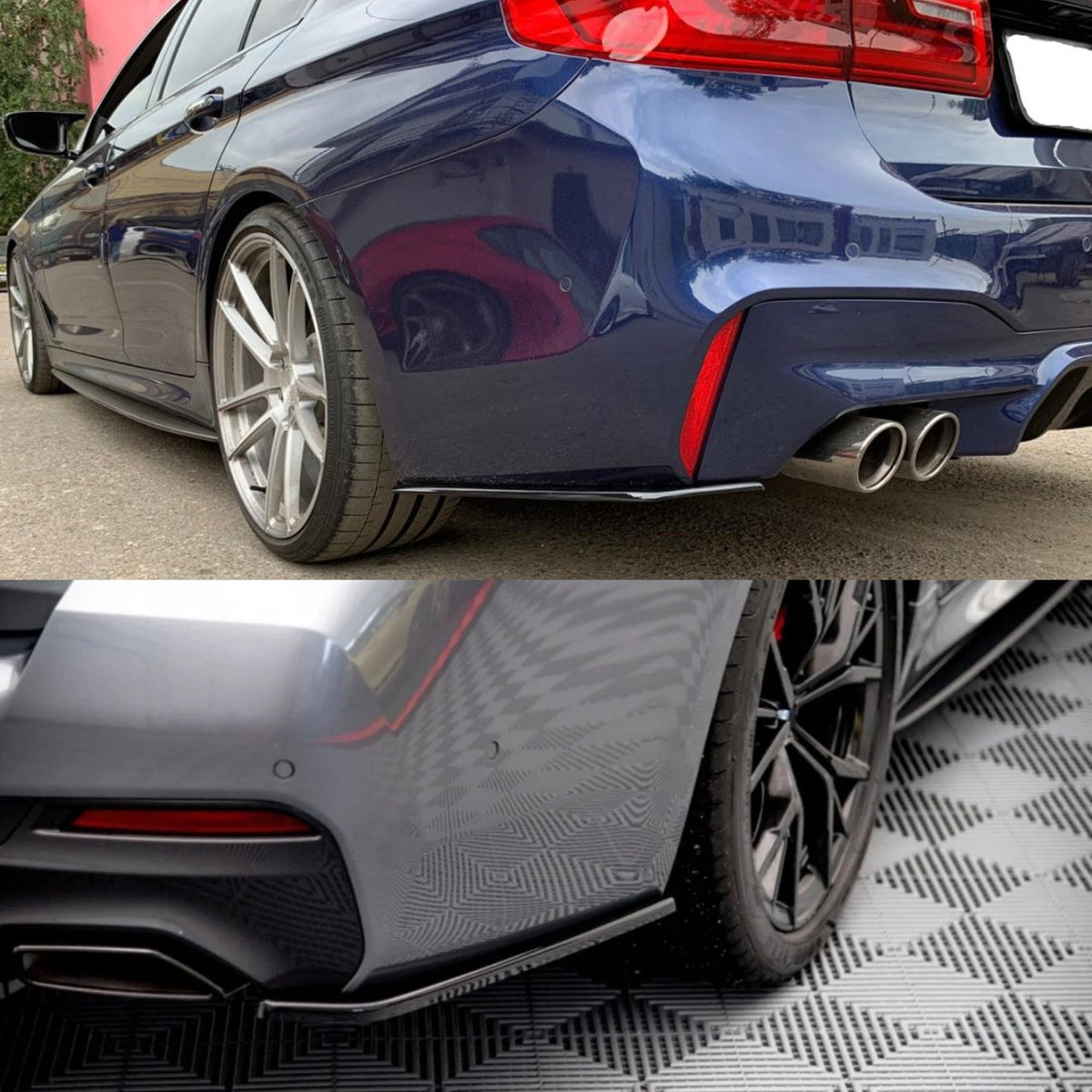 Dokładki Tylnego Zderzaka do BMW G30 / G31 – Dyfuzory Boczne Rock Style – Czarny Połysk