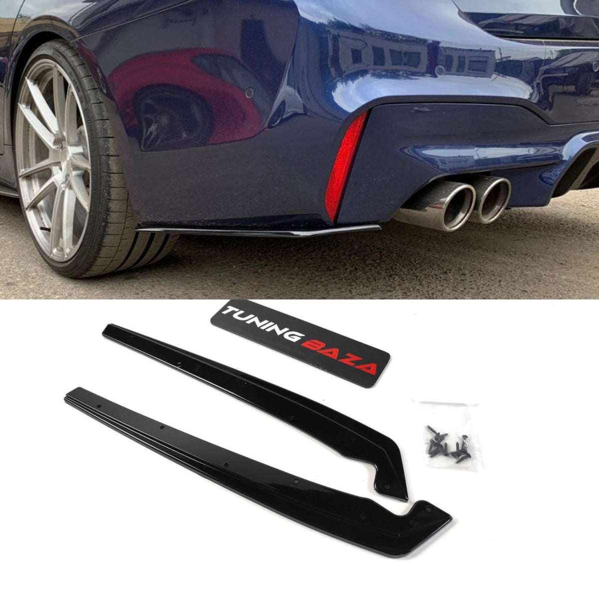 Dokładki Tylnego Zderzaka do BMW G30 / G31 – Dyfuzory Boczne Rock Style – Czarny Połysk