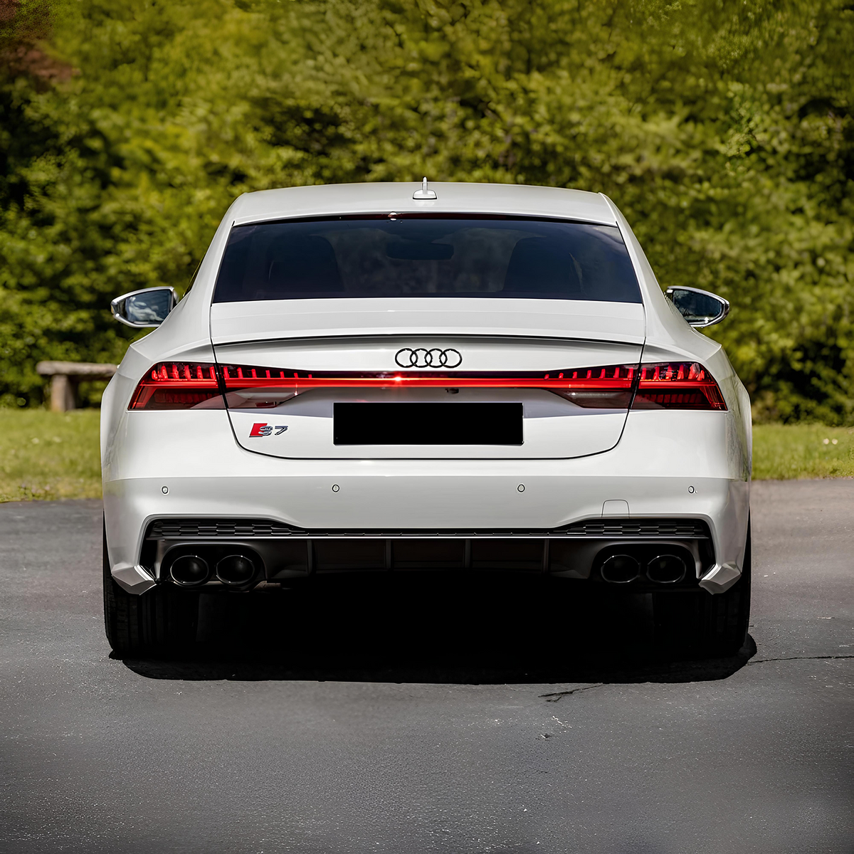 Dyfuzor Tylny z Końcówkami Wydechu Audi A7 C8 S7 Look do S-Line (2019+) Czarny Połysk