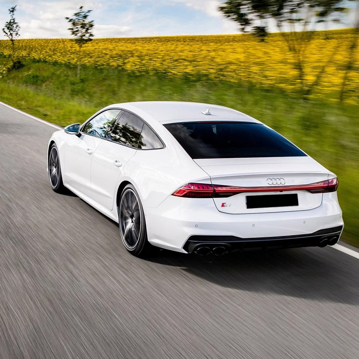 Dyfuzor Tylny z Końcówkami Wydechu Audi A7 C8 S7 Look do S-Line (2019+) Czarny Połysk