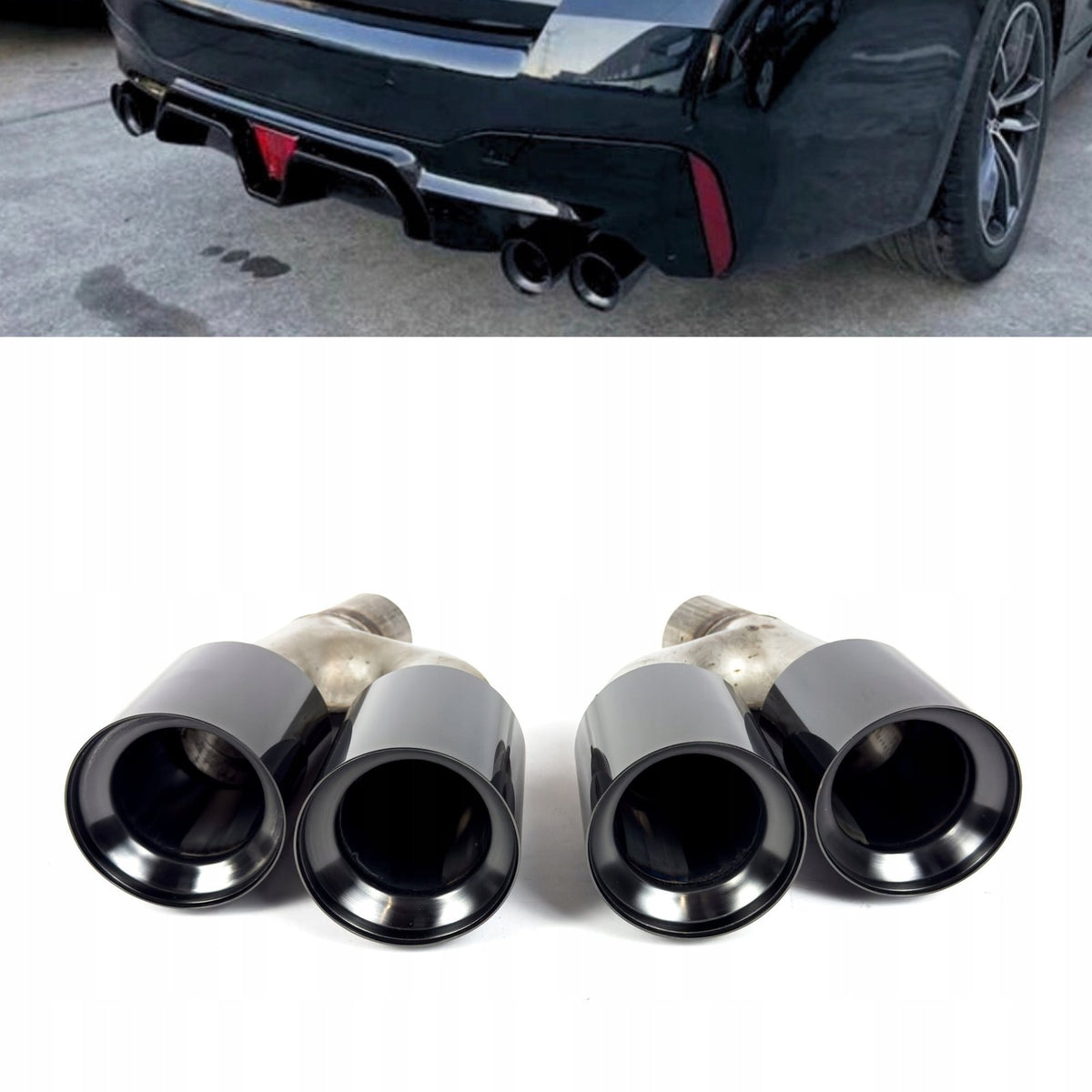 Końcówki Wydechu BMW G30/G31 (2021+) M5-Style Czarny Połysk, Podwójne, LCI