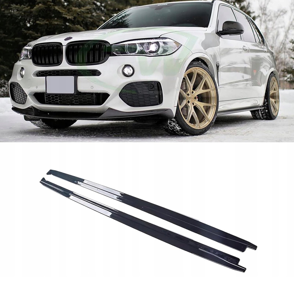 Listwy Pod Progi BMW X5 F15 X5M F85 X6 F16 X6M F86 – Styl MP, Czarny Połysk