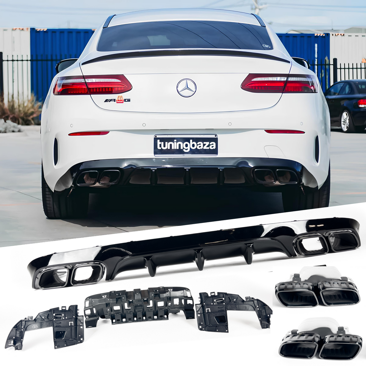 Dyfuzor Tylny z Końcówkami Mercedes-Benz C238 / A238 E63AMG (2017-2023) Czarny Połysk 00--00