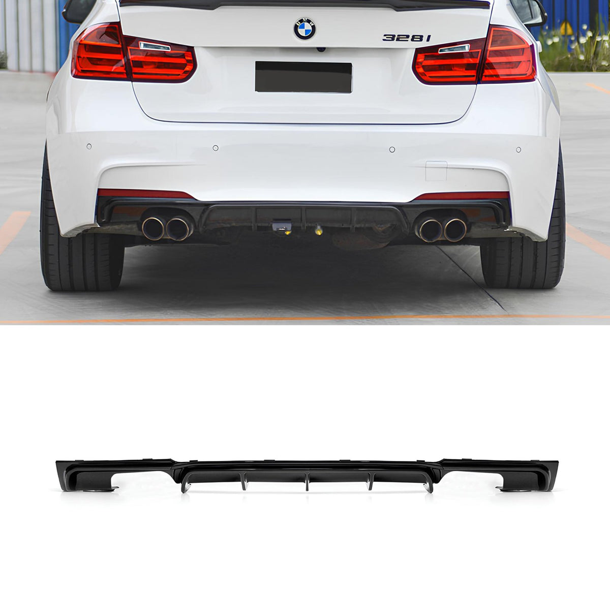 Dyfuzor Tylny BMW F30/F31 M-Performance Look Czarny Połysk (00-00) 2012-2018 (PRE-LCI / LCI)