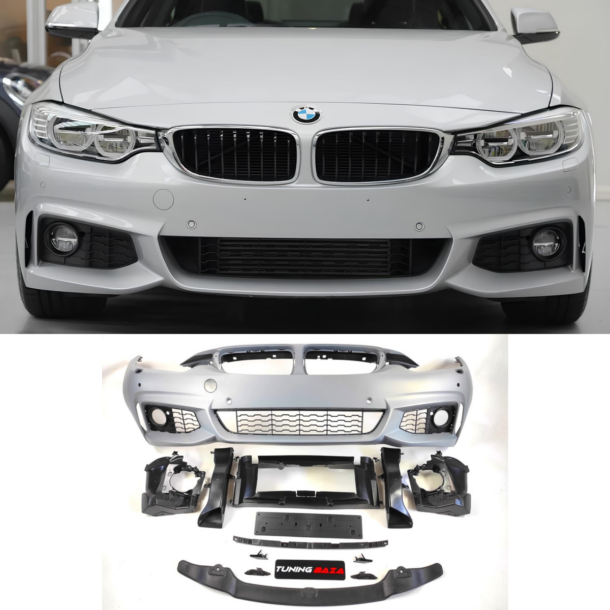 Zderzak Przedni BMW F32 / F33 / F36 M-Pakiet z PDC i SRA + Kratki Halogenów