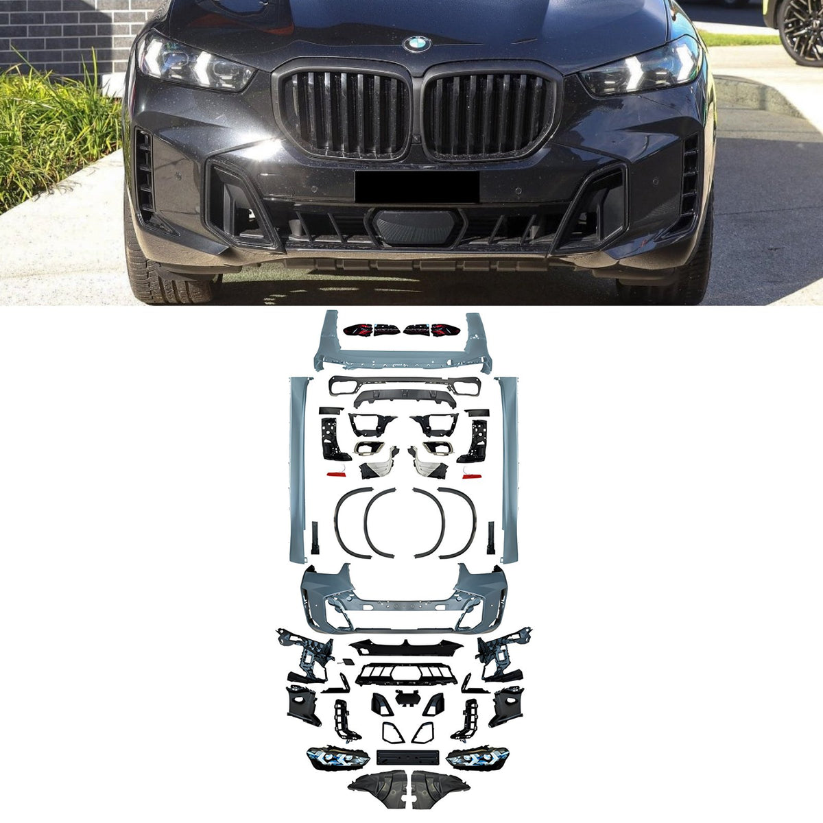 Bodykit BMW X5 G05 (konwersja 2019–2022 na LCI, zderzaki, progi, lampy)