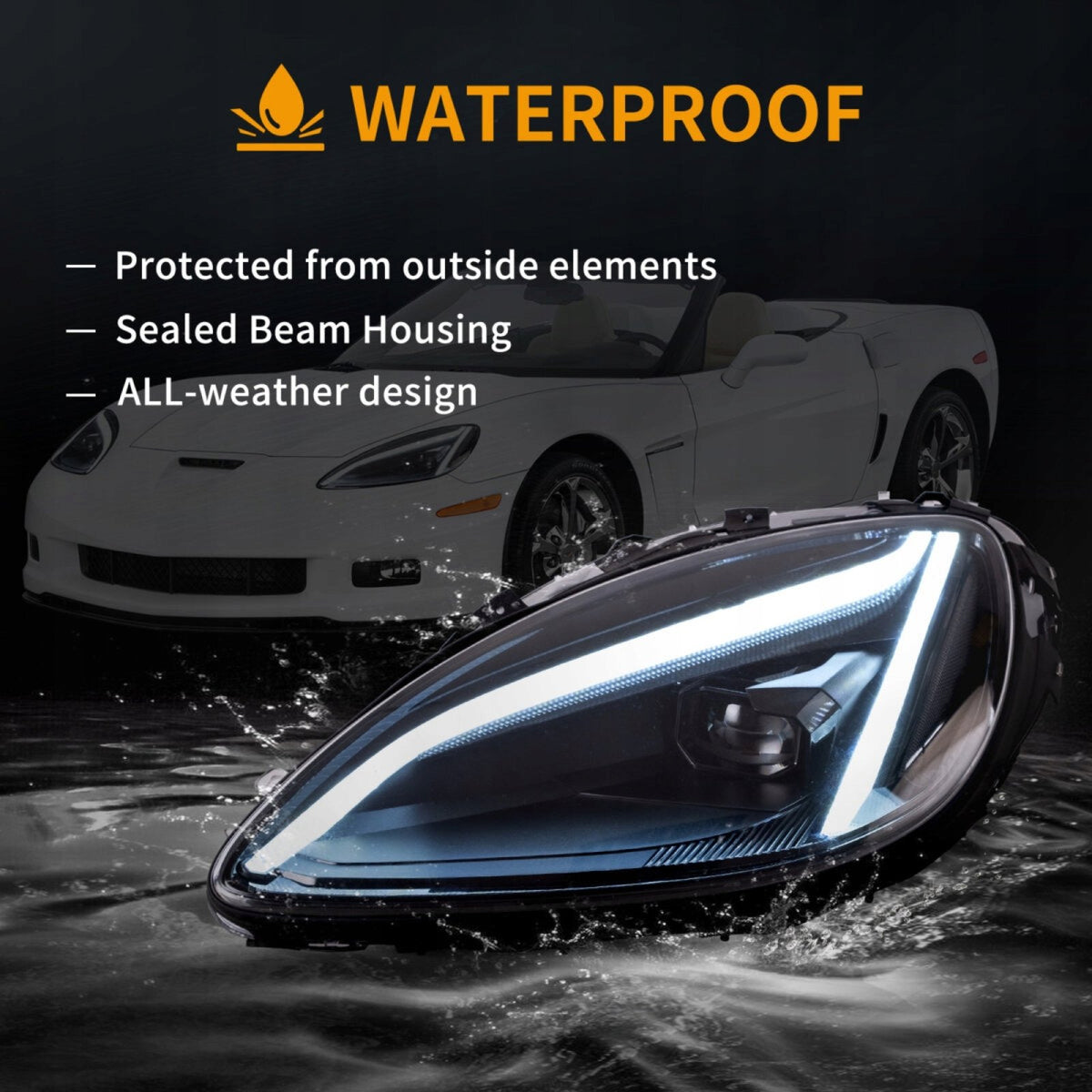 CHEVROLET CORVETTE C6 LAMPA LAMPY PRZÓD LED VLAND