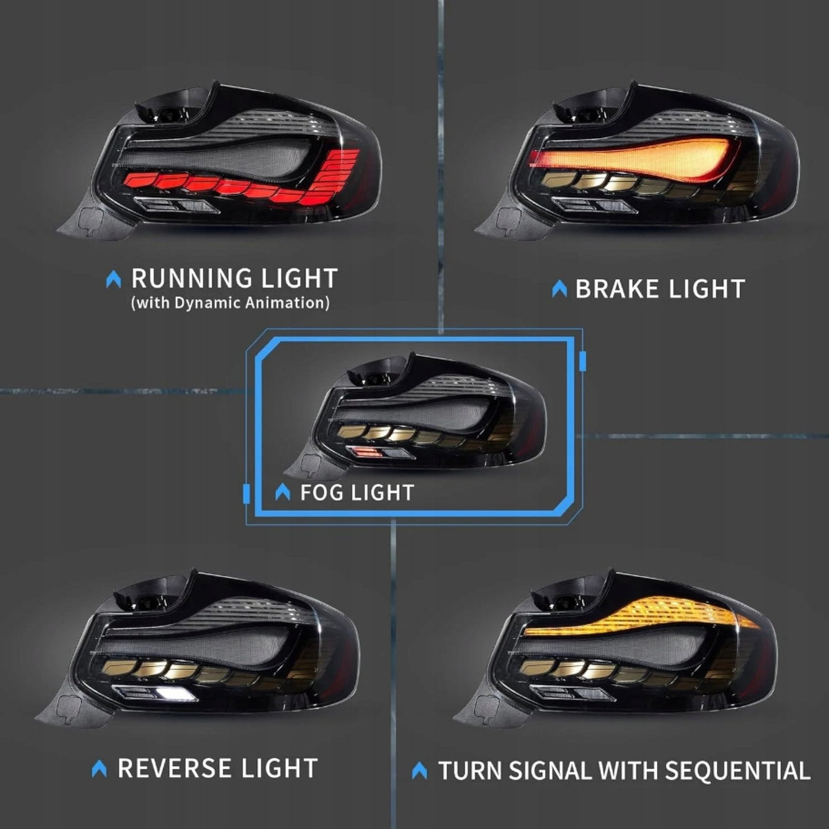 Lampy Tylne Tył BMW F22 F23 F87 GTS Style Czerwone OLED