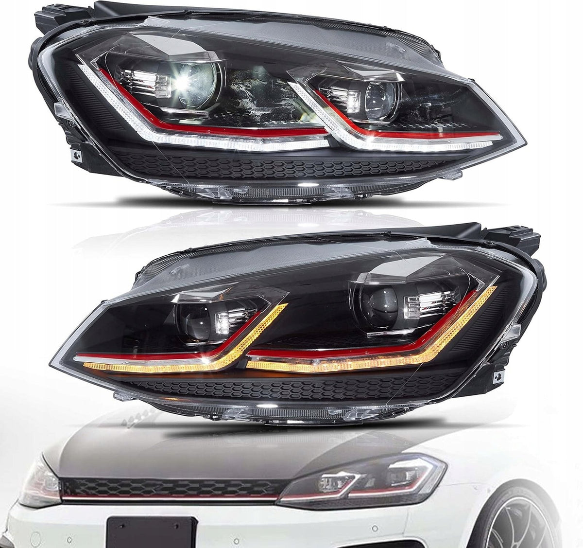 VLAND Pełne LED Reflektory do VW MK7/Golf 7 (2012–2017)