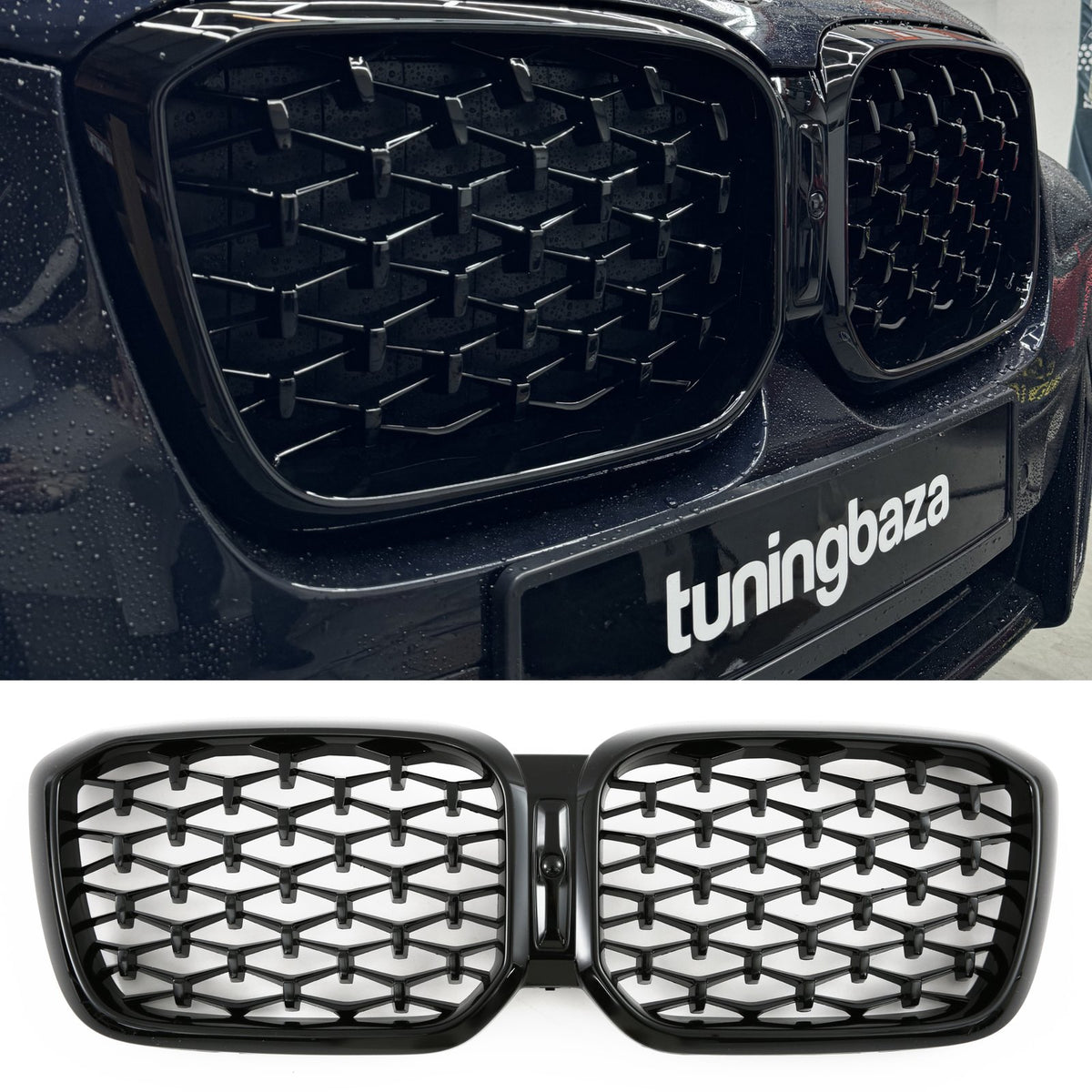 Atrapa Nerki Grill BMW X3/X4 G01/G02 LCI BLACK DIAMOND + CZARNA RAMKA (2021–ON)