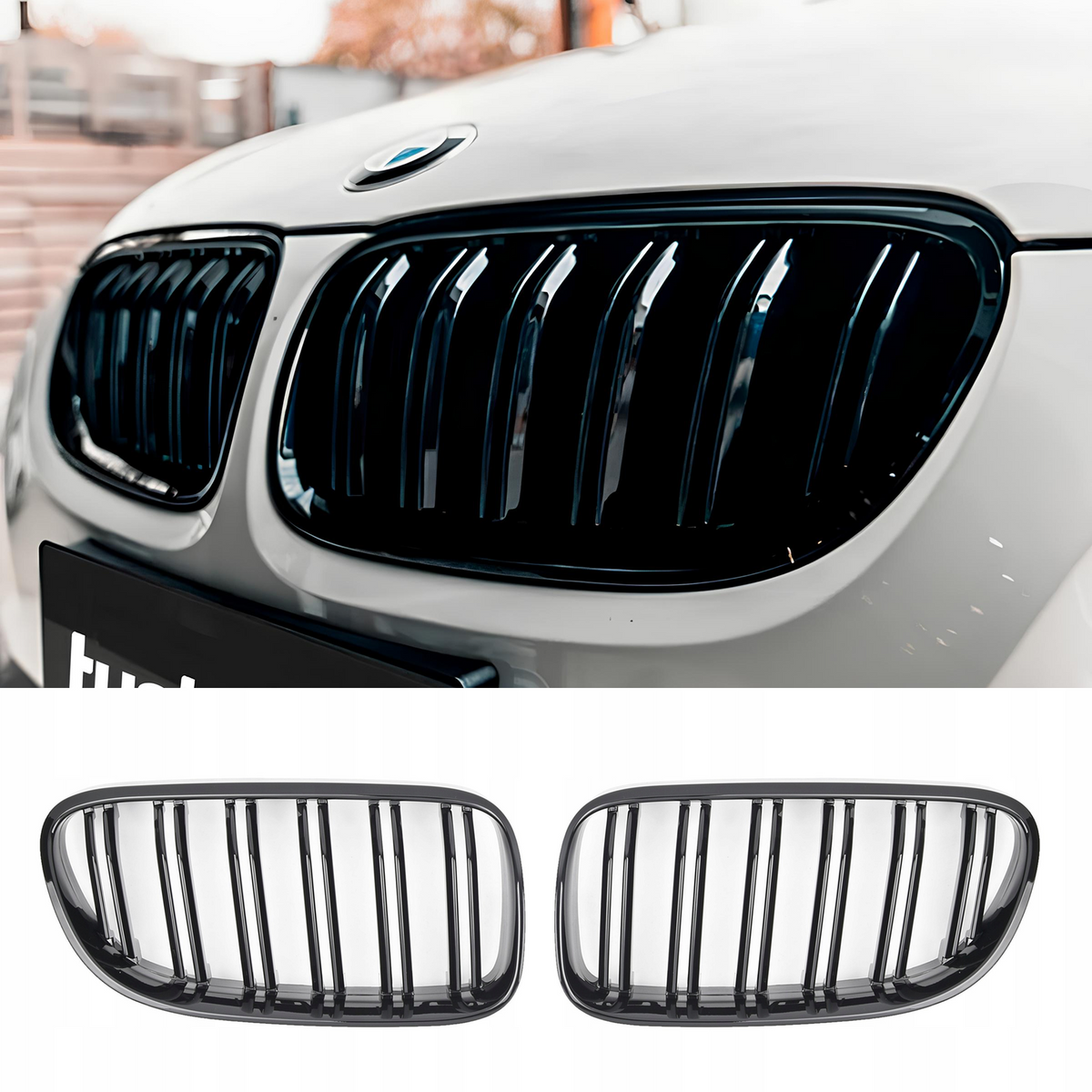 Atrapa Nerki Grill BMW 3 E92 E93 (2010-2013) LCI Czarny Połysk