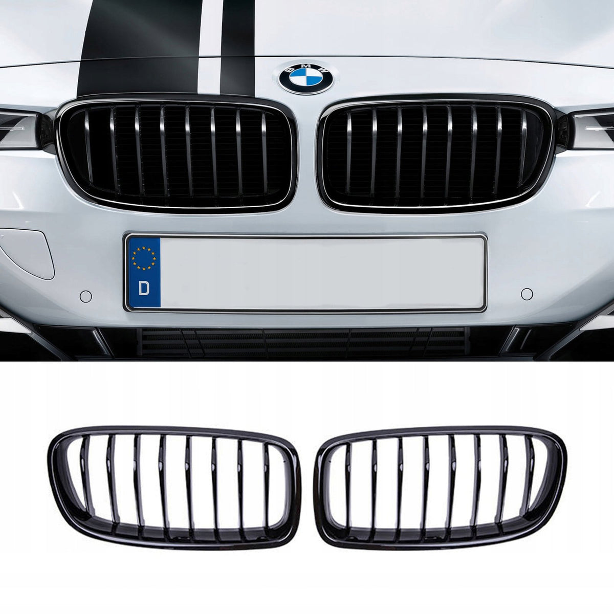 Atrapa Grill Nerki BMW Serii 3 (F30/F31) – M Performance (2011-2019) | Czarny Połysk