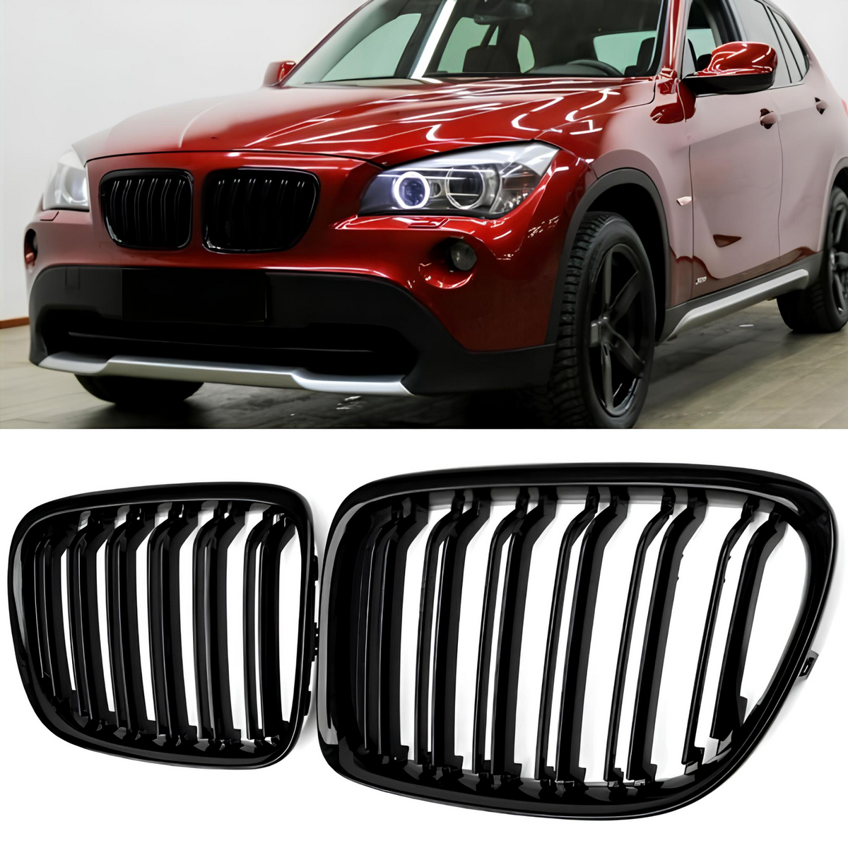 Atrapa Grill Nerki M-Style BMW X1 E84 (2009–2015) Czarny Połysk 1:1 zamiennik (Pre-LCI / LCI)