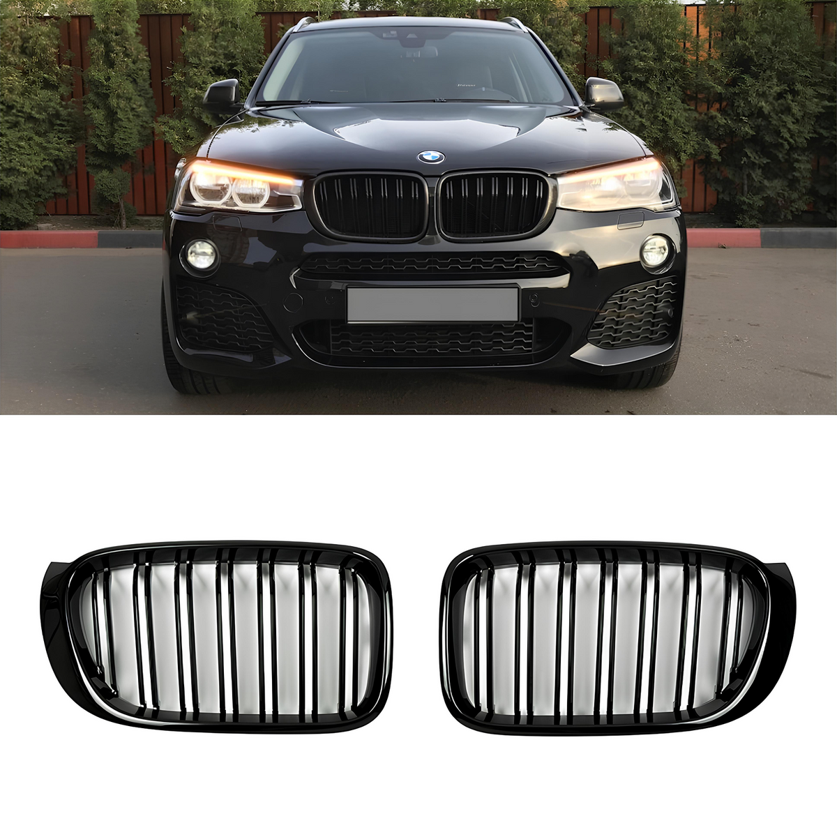 Atrapa Nerki Grill BMW X3 F25 LCI / X4 F26 (2014–2017) M-Style Czarny Połysk