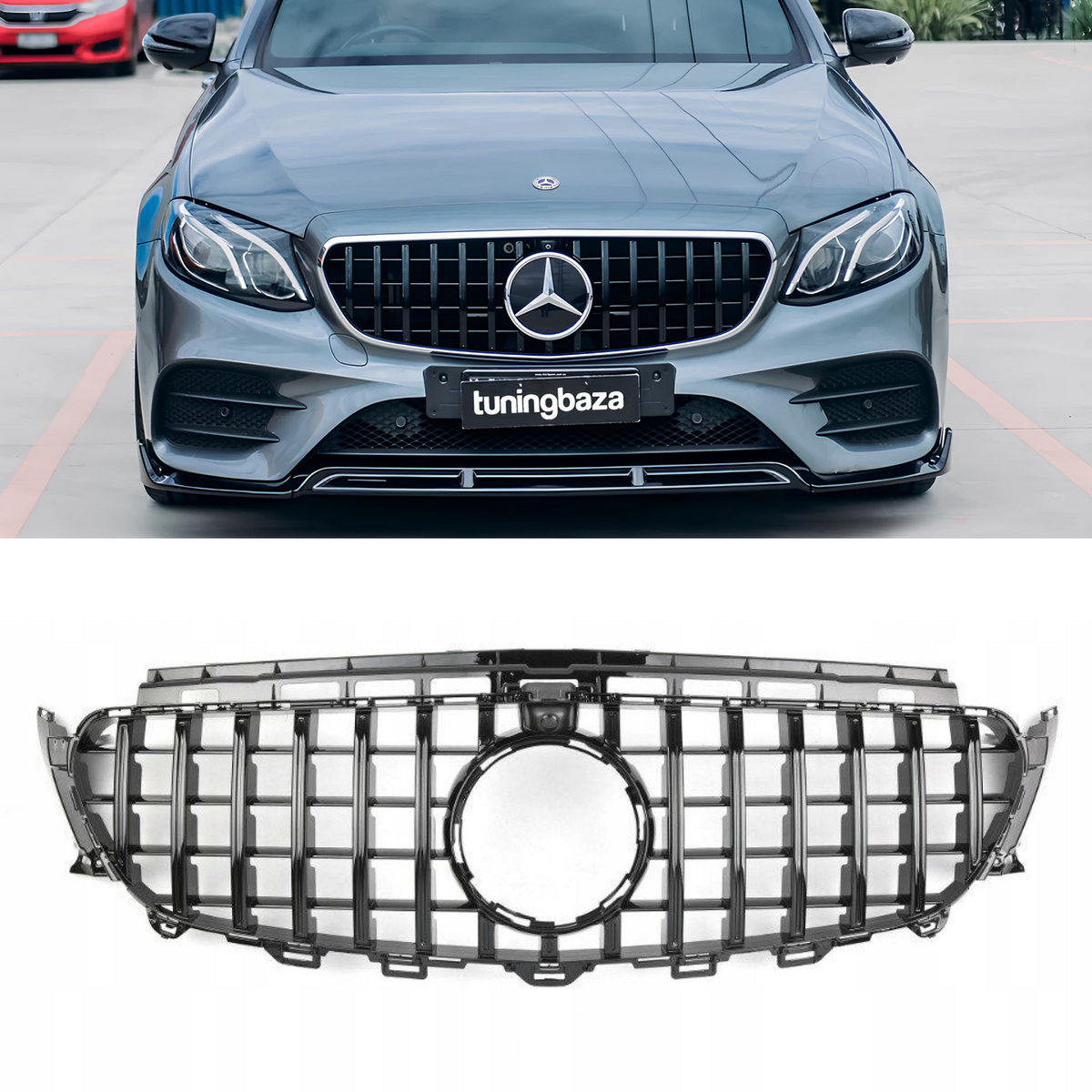Grill Atrapa Mercedes E W213 / C238 (2016-2020) GT-Style Czarny Połysk Z Kamerą 360
