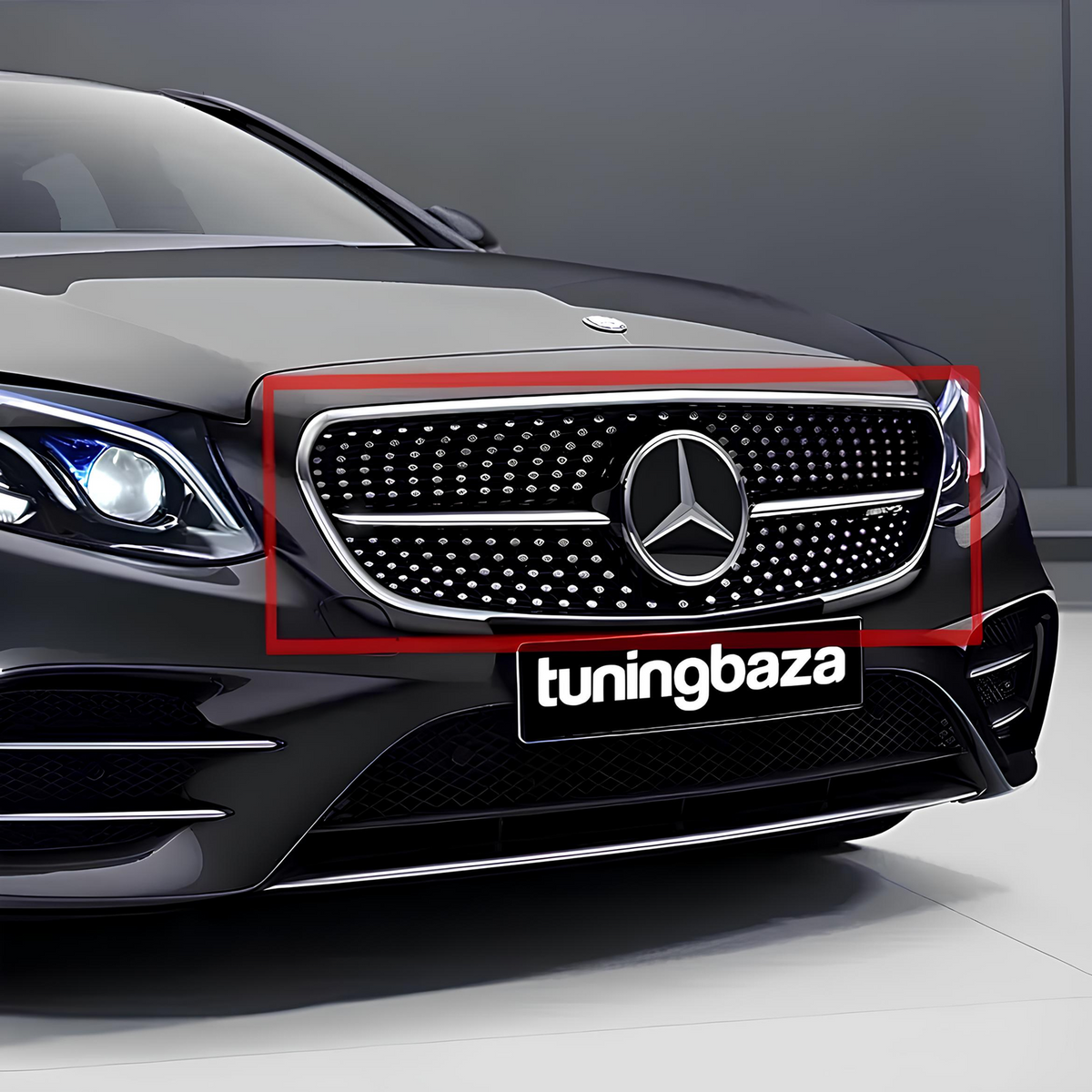 Grill Atrapa Mercedes E-Klasa W213 / C238 (2016-2020) Diamond Style Czarny + Chrom Bez Kamery