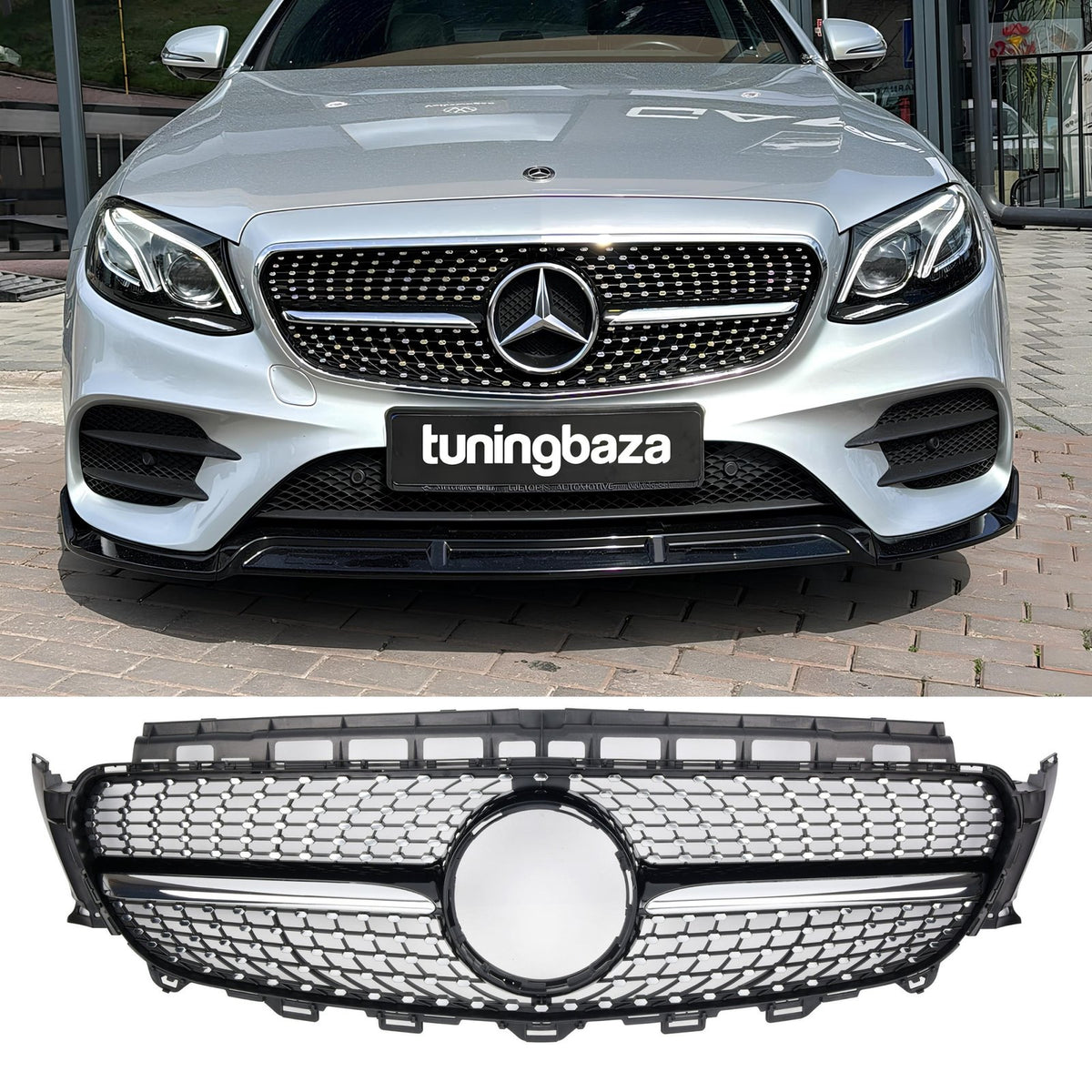 Grill Atrapa Mercedes E-Klasa W213 / C238 (2016-2020) Diamond Style Czarny + Chrom Bez Kamery