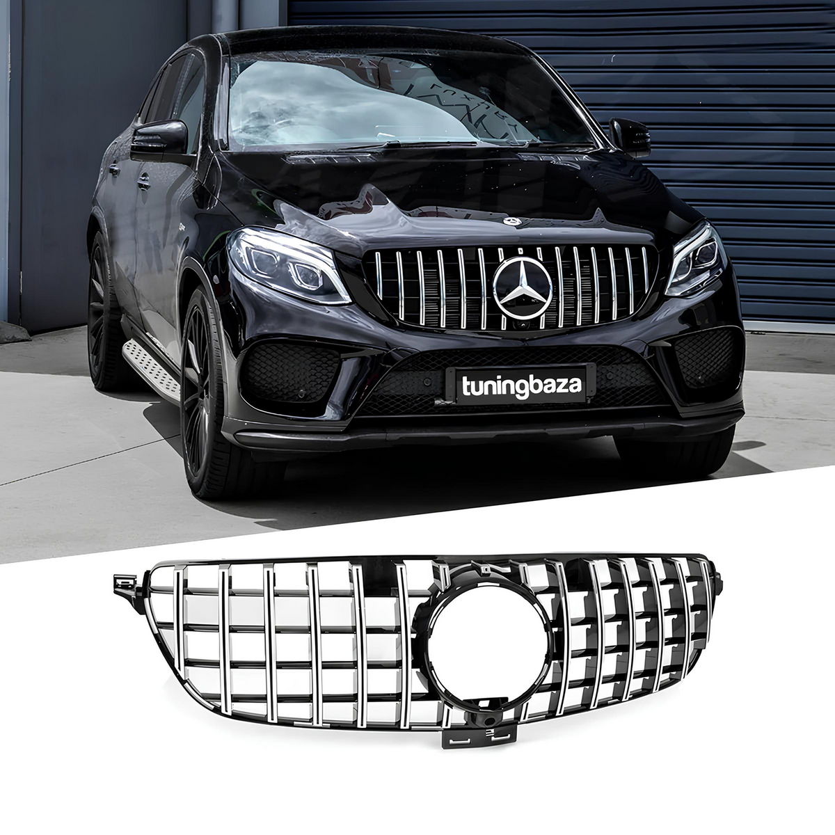 Atrapa Grill Mercedes GLE W166 (2015-2018) GT-Style Czarny Połysk + Chrom