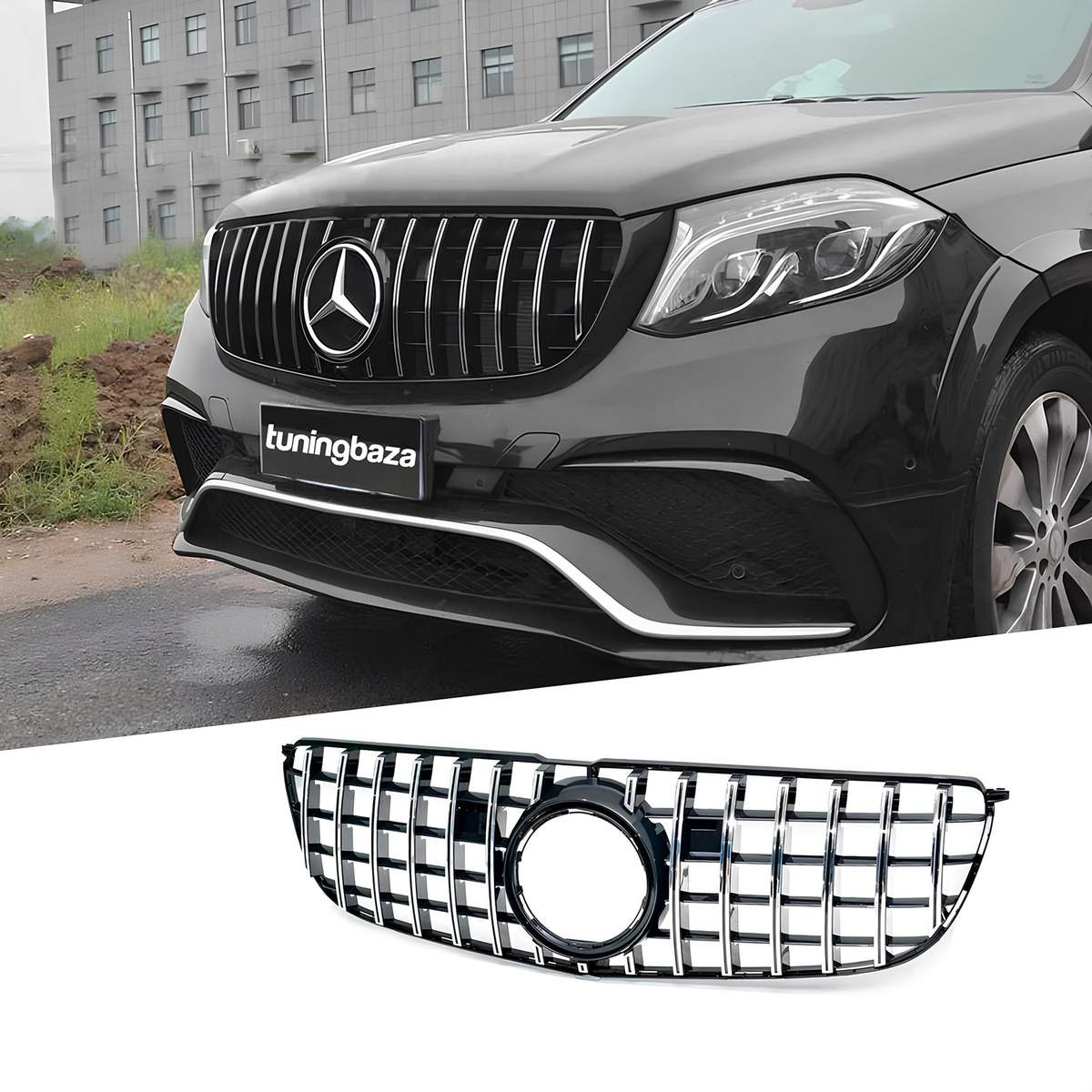 Atrapa Grill Mercedes GLS X166 (2016-2019) GT-Style Czarny Połysk + Chrom