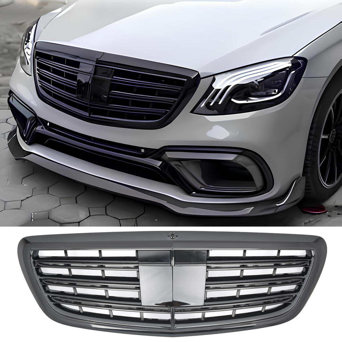 Atrapa Grill Mercedes-Benz S-Klasa W222 / AMG S63 (2013-2020) AMG-Style Czarny Połysk