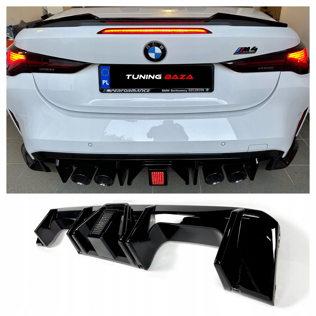 Dyfuzor BMW M3 G80/G81 / M4 G82/G83 MP Style LED Czarny Połysk (2021+) 00--00