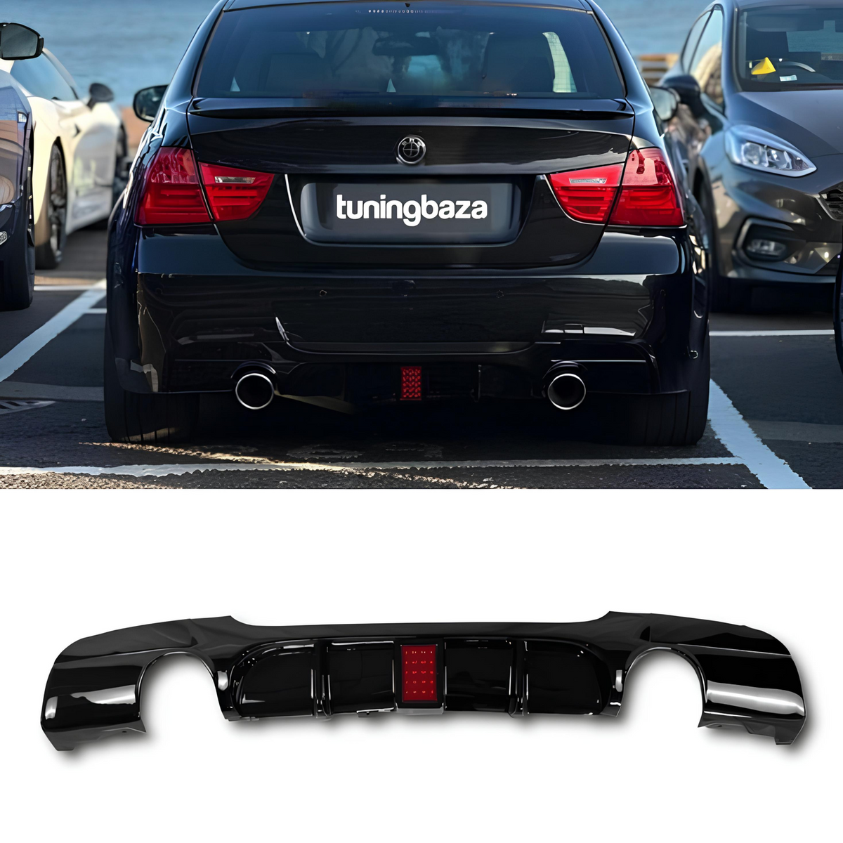Dyfuzor Tylny BMW E90 / E91 MP Style LED Czarny Połysk (2005–2012) 0-0