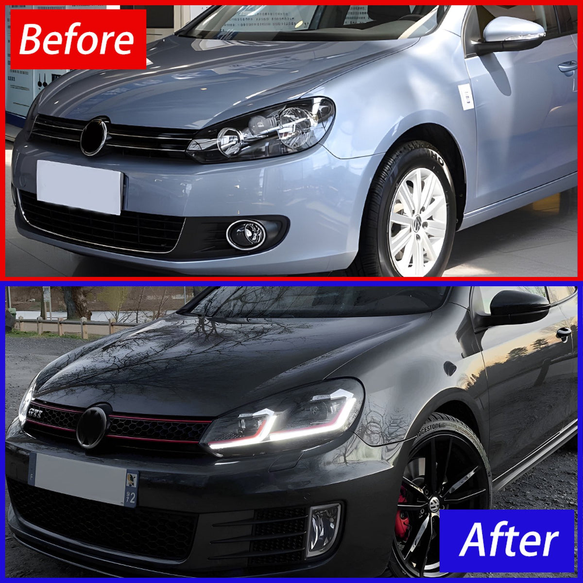 Lampy przednie LED do Volkswagen Golf VI 6 (2008–2013) – 6.5 Red Style