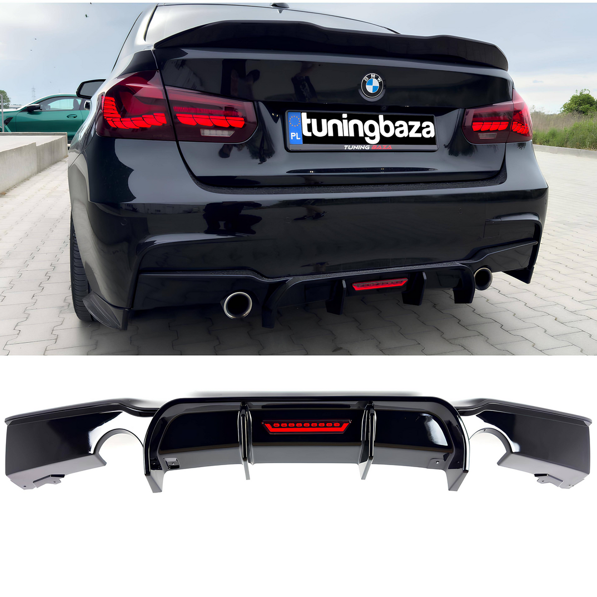 Dyfuzor Tylny BMW F30 / F31 335i MP Style LED Czarny Połysk (2012–2018) 0-0