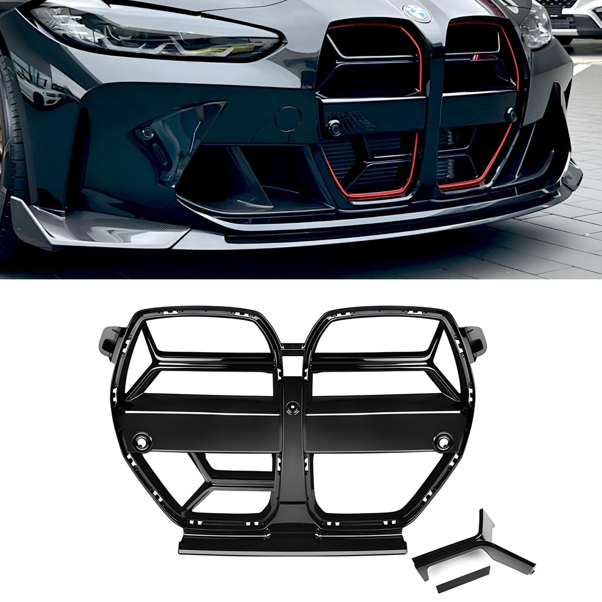 Atrapa Nerki Grill BMW M3 G80 / M4 G82 G83 CS Style Czarny Połysk (Z RADAREM / BEZ RADARU)
