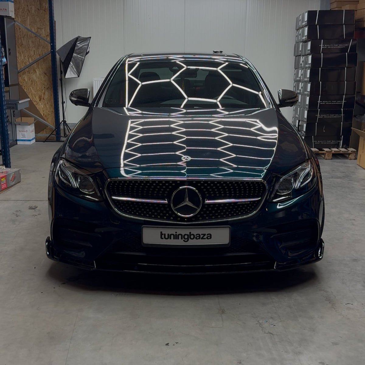 Dokładka Splitter Przód do Mercedes W213 E43 (2016–2019) Przedlift AMG Style – Czarny Połysk