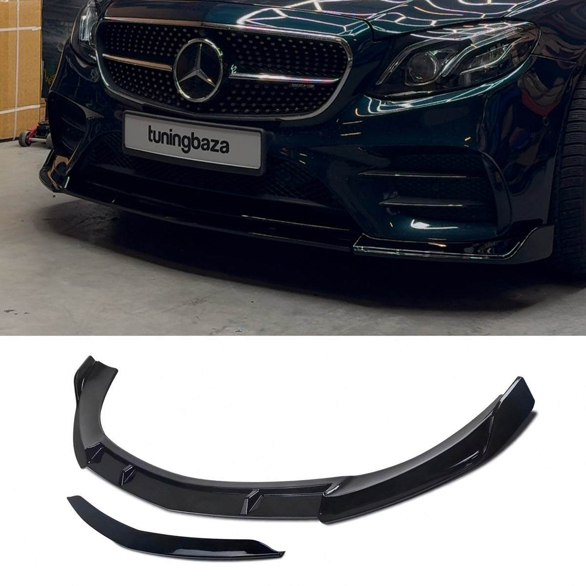 Dokładka Splitter Przód do Mercedes W213 E43 (2016–2019) Przedlift AMG Style – Czarny Połysk